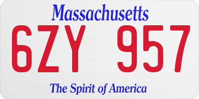 MA license plate 6ZY957