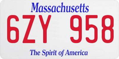 MA license plate 6ZY958