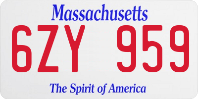MA license plate 6ZY959