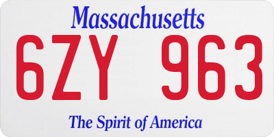 MA license plate 6ZY963