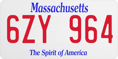 MA license plate 6ZY964
