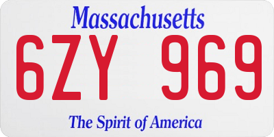 MA license plate 6ZY969