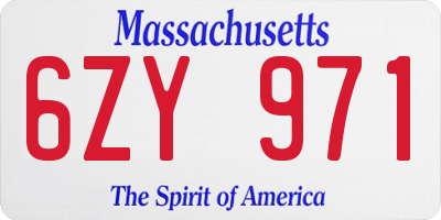 MA license plate 6ZY971