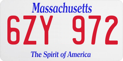 MA license plate 6ZY972