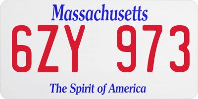 MA license plate 6ZY973