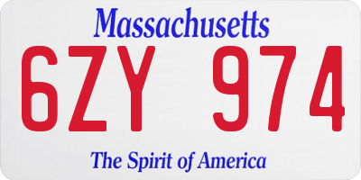 MA license plate 6ZY974