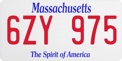 MA license plate 6ZY975