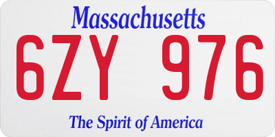 MA license plate 6ZY976