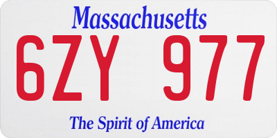 MA license plate 6ZY977