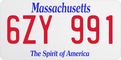 MA license plate 6ZY991