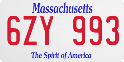 MA license plate 6ZY993