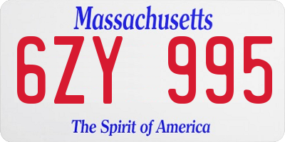 MA license plate 6ZY995