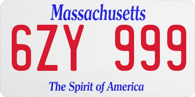 MA license plate 6ZY999