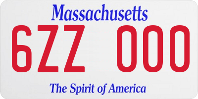 MA license plate 6ZZ000