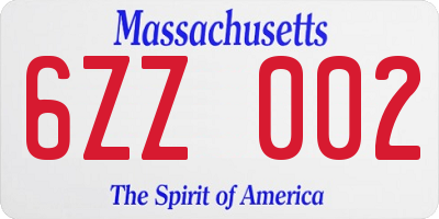 MA license plate 6ZZ002