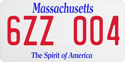 MA license plate 6ZZ004