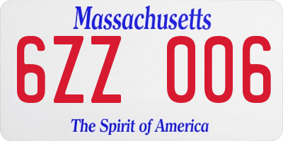 MA license plate 6ZZ006