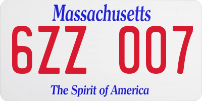 MA license plate 6ZZ007