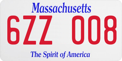 MA license plate 6ZZ008