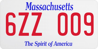MA license plate 6ZZ009