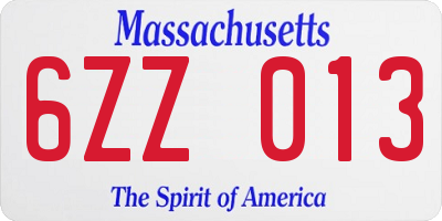 MA license plate 6ZZ013