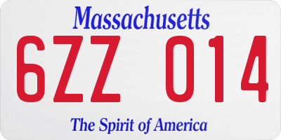 MA license plate 6ZZ014