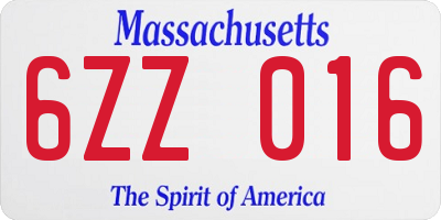 MA license plate 6ZZ016