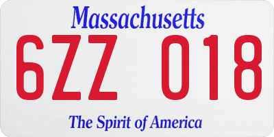 MA license plate 6ZZ018