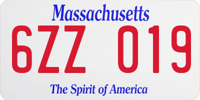 MA license plate 6ZZ019