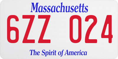 MA license plate 6ZZ024