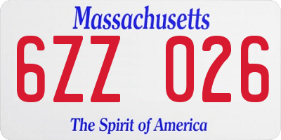 MA license plate 6ZZ026