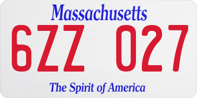 MA license plate 6ZZ027