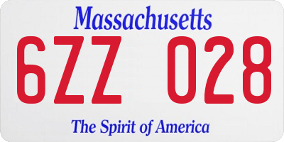 MA license plate 6ZZ028