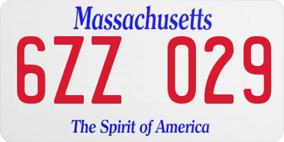 MA license plate 6ZZ029