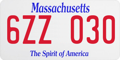 MA license plate 6ZZ030