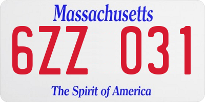 MA license plate 6ZZ031
