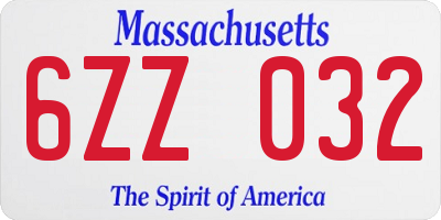 MA license plate 6ZZ032