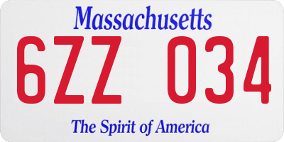 MA license plate 6ZZ034