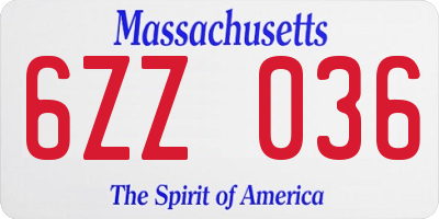 MA license plate 6ZZ036