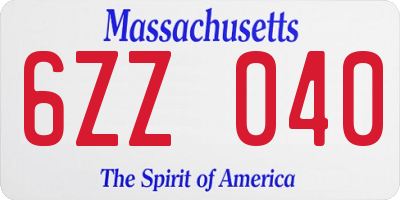 MA license plate 6ZZ040