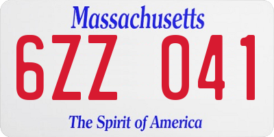 MA license plate 6ZZ041