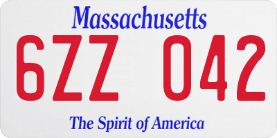 MA license plate 6ZZ042