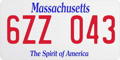 MA license plate 6ZZ043