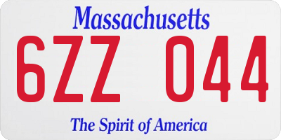MA license plate 6ZZ044