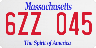 MA license plate 6ZZ045