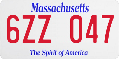 MA license plate 6ZZ047