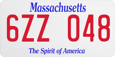 MA license plate 6ZZ048