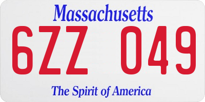 MA license plate 6ZZ049