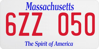 MA license plate 6ZZ050