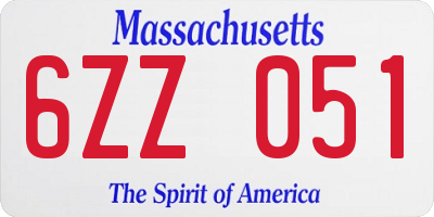 MA license plate 6ZZ051